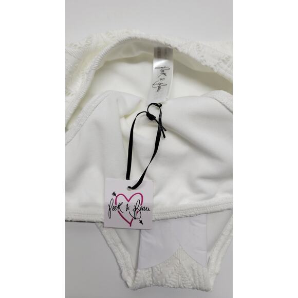 Peek & Beau Exclusive Textured Eyelet High Leg Bikini Bottom White Size 8 - Picture 10 of 13